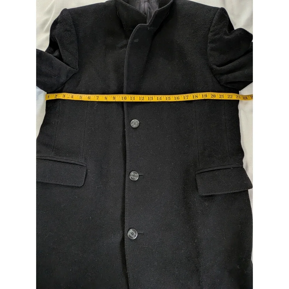 VTG Silver Cloud Italian Wool Cashmere Blend Overcoat 40R Black Classic Luxury